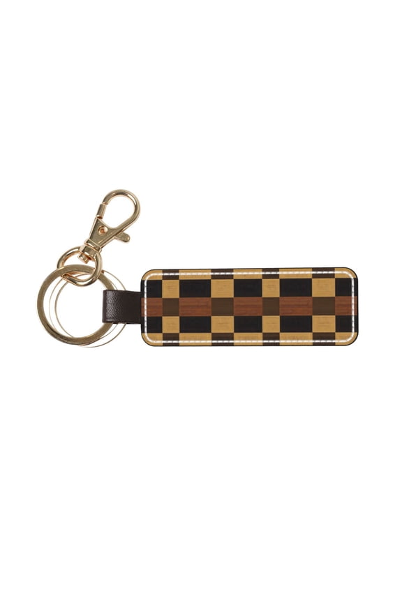 Keychain 63.11inpu Leather With Delicate Touch And Strong Recognition Is Used For Daily Travel, Work And Picnic Plaid Fall Camo Brown_4