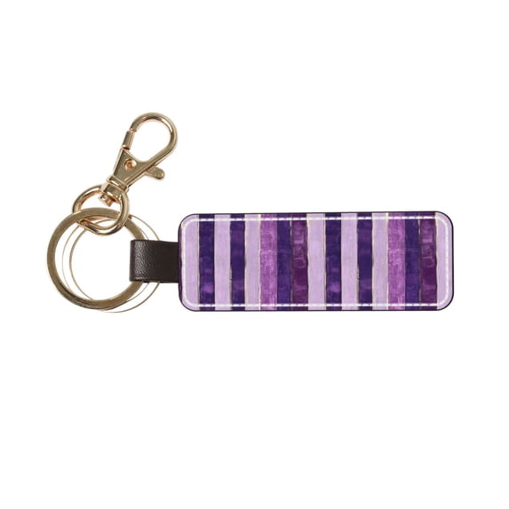 Keychain 6×3.1×1inpu Leather With Delicate Touch And Strong Recognition Is Used For Daily Travel, Work And Picnic Violet Violet Stripe_2