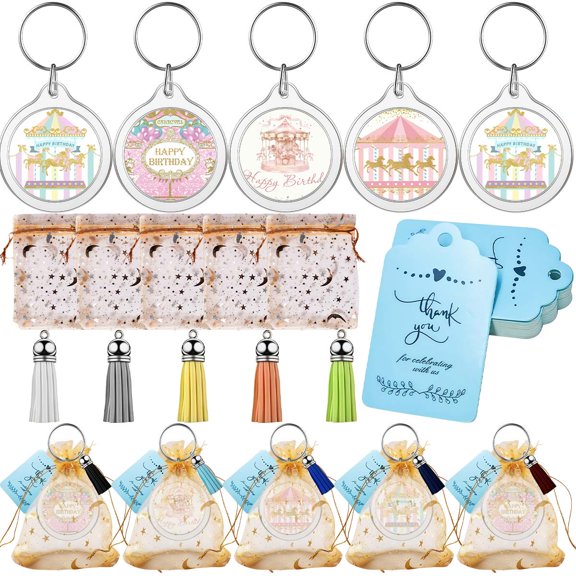 Keychain Amusement Park Carousel Two Party Favors Gifts for Birthday Baby Shower Goodie Bag Fillers