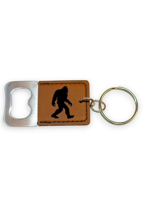Keychain - Bottle Opener - Bigfoot Sasquatch - Leather