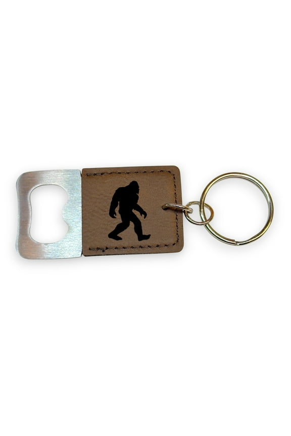 Keychain - Bottle Opener - Bigfoot Sasquatch - Leather