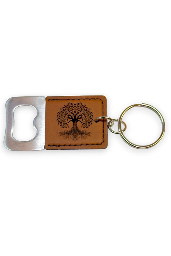 Keychain - Bottle Opener - Celtic Tree of Life - Leather