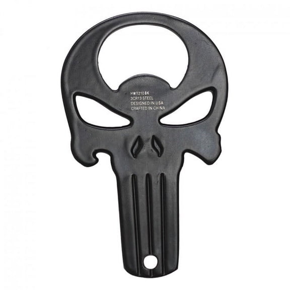 Keychain Bottle Opener | Wartech 3.25" Black Skull + Black Nylon Case