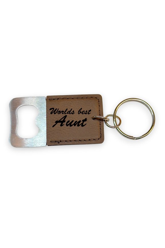 Keychain - Bottle Opener - Worlds best Aunt - Leather