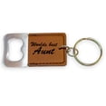 thumbnail image 1 of Keychain - Bottle Opener - Worlds best Aunt - Leather, 1 of 3