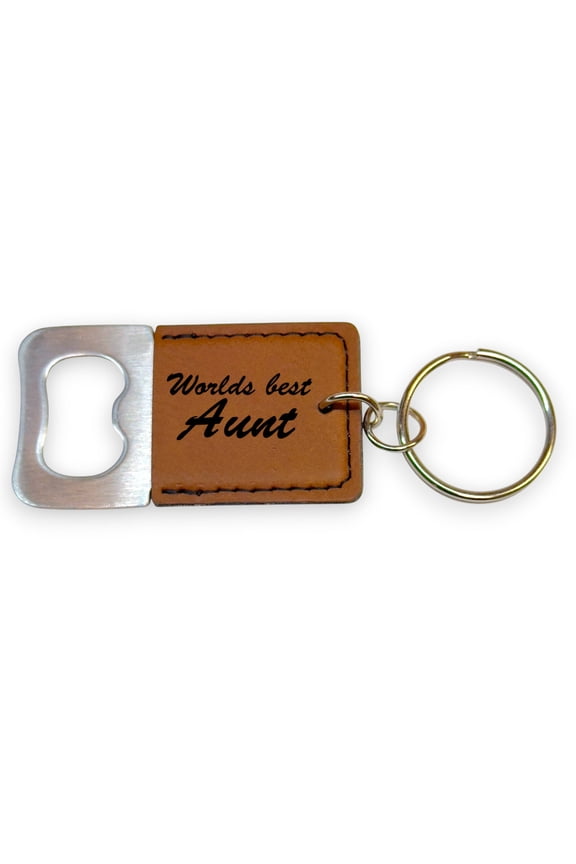 Keychain - Bottle Opener - Worlds best Aunt - Leather