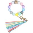 thumbnail image 1 of Keychain Bracelet Wristlet, Silicone Beaded Key Ring Bracelet w Card Wallet, Elastic Keyring Bangle for Womens Cute Key Chain, 1 of 8