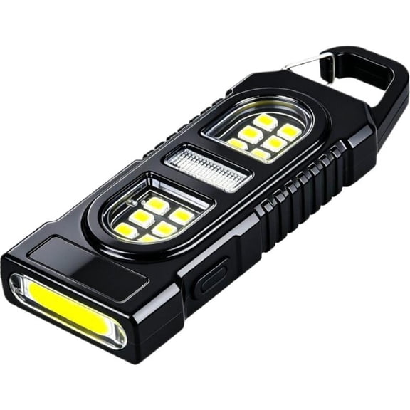 Keychain COB Flashlight - High CRI Pocket Light with Red Blue Strobe for Safety