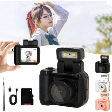 Keychain Camera - 2025 Tiny Nostalgic Camera,Retro Camera,Small Digital Camera Video Recorder with LED Flash Light,100 Mins Battery Life, for Vlog,90s Retro Photos (A)