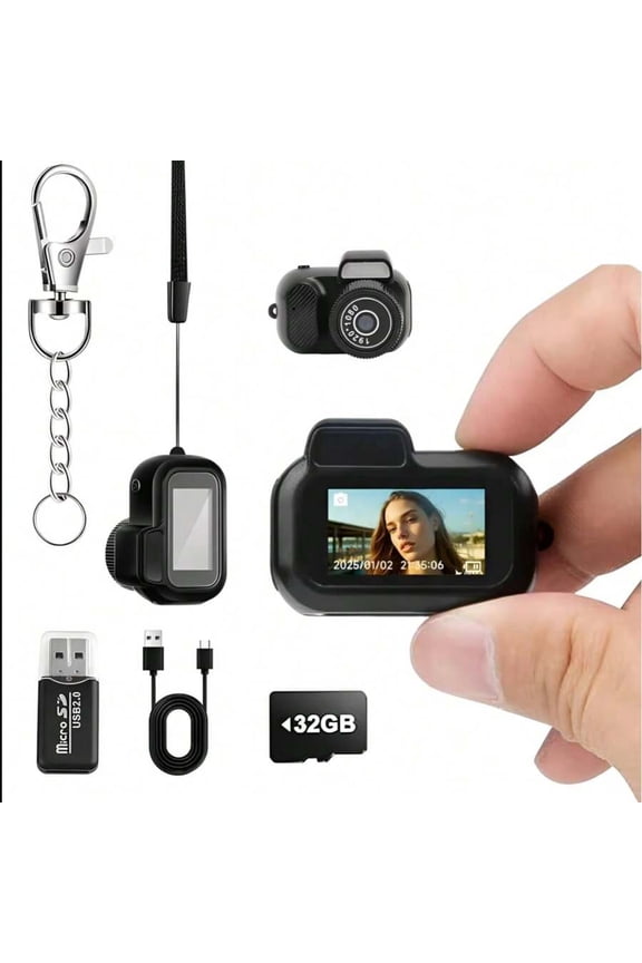Keychain Camera World's Smallest 1080p HdMini Retro Portable 100 Mins Life For Students(32g)