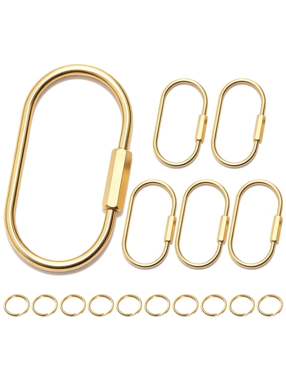 Keychain Carabiner Clip, with Secure Locking Screw, 6 Pack, Golden, for Outdoor Camping, Keys Chain, Backpack Bags & Purse Bag