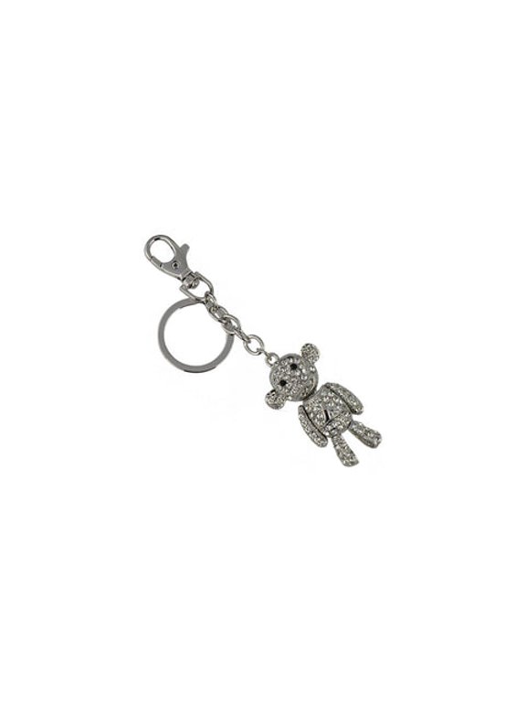 Keychain Charm Jeweled Rhinestones Sparkly Decorative Key Ring for Bag, Backpack, Purse, Handbag - Monkey in Silver
