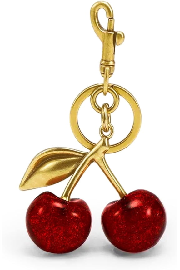 Keychain Cherry Bag Charms Purse: Key Chains Women Cute - Car keyrings leather handbags - Fashion enthusiasts