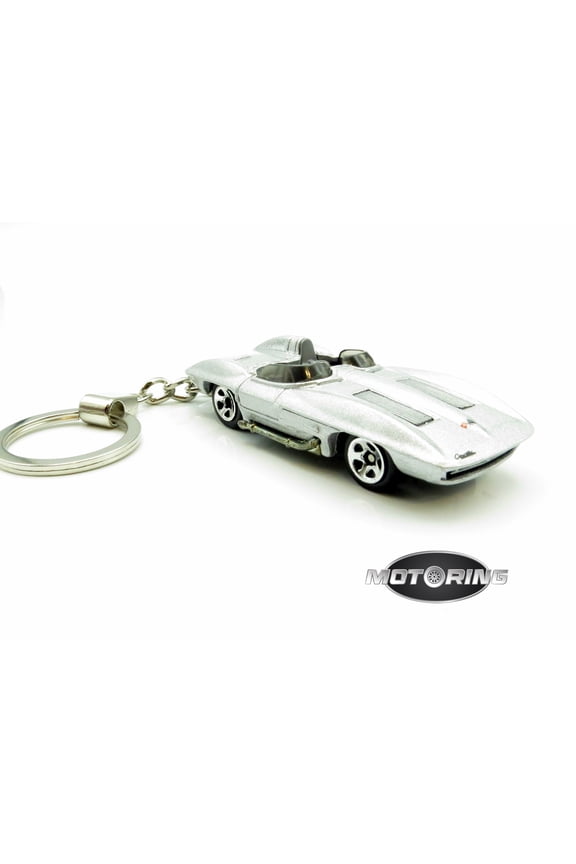 Keychain Chevy Corvette Grey Gray Convertible Car Rare Novelty 1:64 Diecast