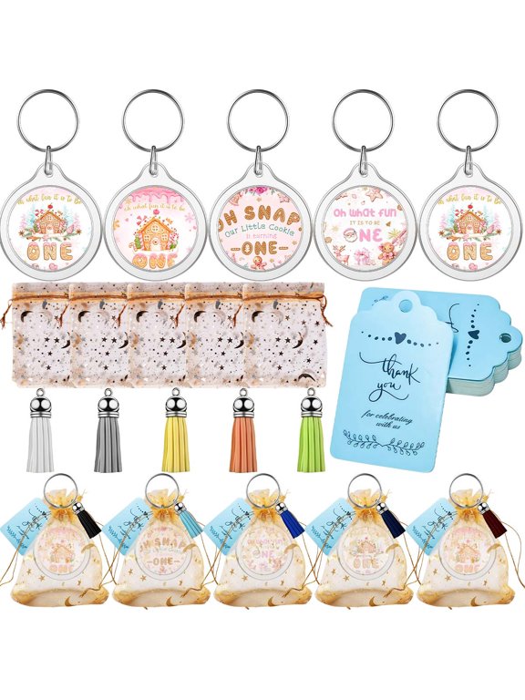 Keychain Christmas First 1st Gingerbread Two Party Favors Gifts for Birthday Baby Shower Goodie Bag Fillers