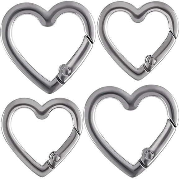 Keychain Clip, Zinc Alloy Heavy Duty Heart Carabiner, Spring Snap Clasp Hook for Camping Hiking Fishing Traveling