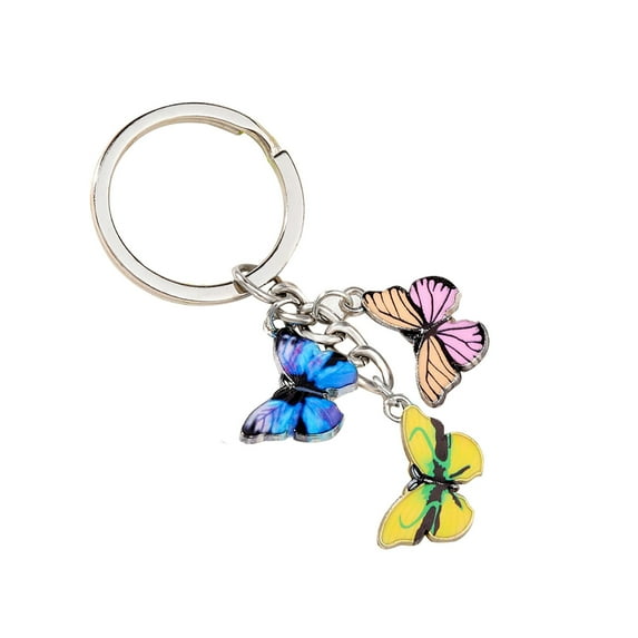 Keychain Color Dripping Butterfly Pendant Keychain Fashion Keyring Bag Pendant Key Bands Small Keys Bungee Key Ring Bracelet Small Rings for Crafts Car Keys Lanyard Stainless Steel Key Rings Acrylic