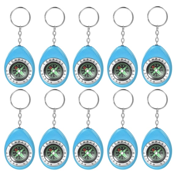 Keychain Compass [10PCS] - Survival Pocket Mini Compass Bulk with Key Ring for Hiking & Camping - [Blue]