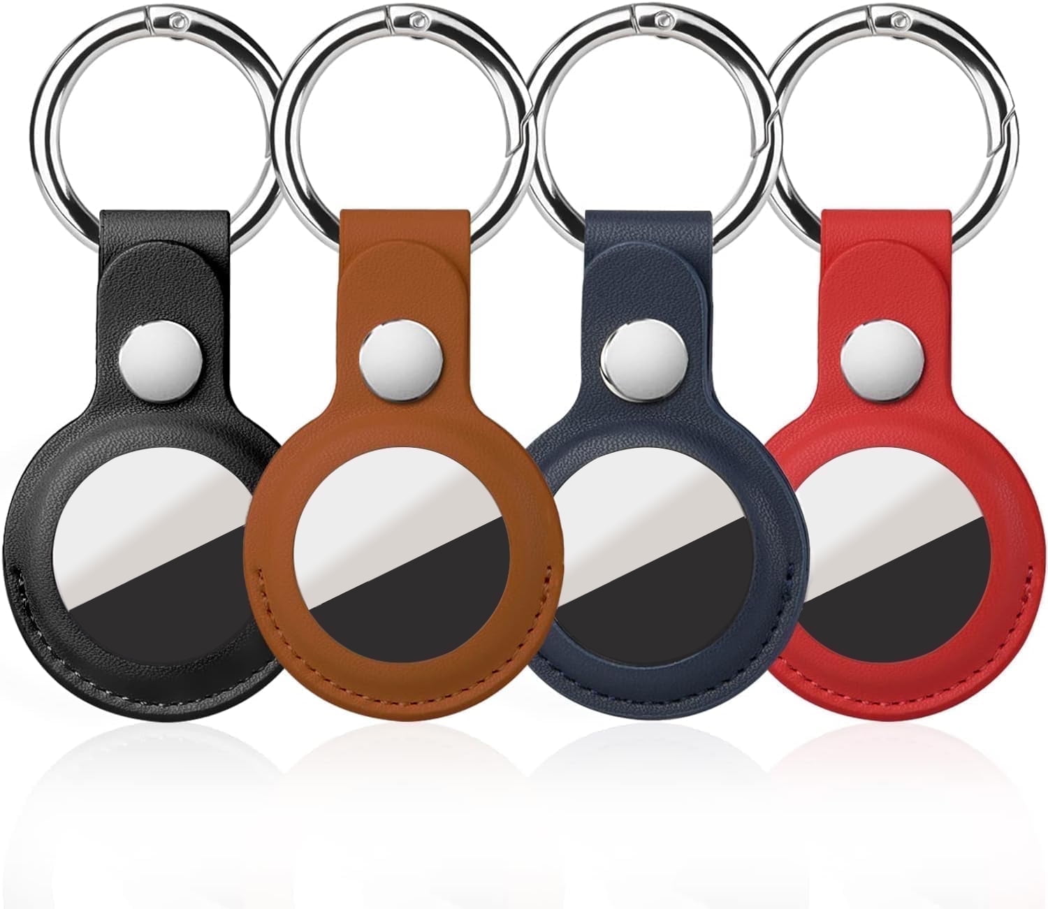 Walmart promo code:  Apple Airtags Holder Keychain, 4 Pack, PU Leather Case with Ring, Compatible with Dog Collar, Car Key, Bag (Multi-Color)