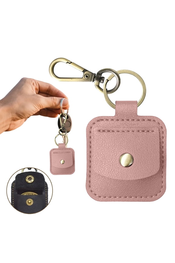 Keychain Display Case Verdsylv Mini Commemorative Coin Storage Keychain - Transparent Display Case for Sobriety Chips - Elegant Leather Rings Holder - Cute Carrying Pouch, Coin Holder for Purse