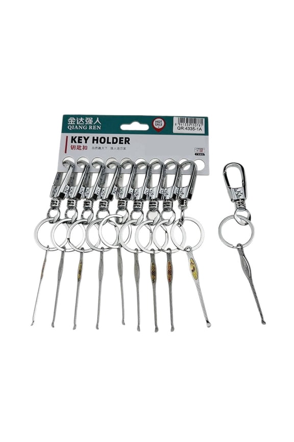 Keychain E Ear Pick Tool, Multi-functional Stainless Steel Key Ring, Portable Personal Care Accessory, Durable Electroplated Key Chain with Integrated Cleaner #377 a