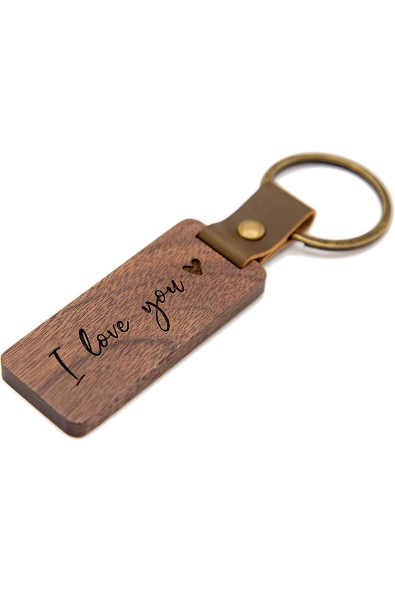 Keychain - Engraved Wooden Keychain Key Chain Birthday Gift, 5th Year Wedding Anniv Ideas