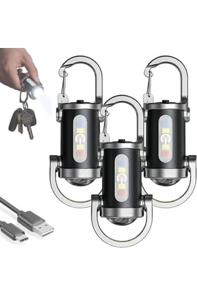Keychain Flashlight, 1200 Lumens Super Bright Mini LED Flashlight, 7 Modes Portable Rechargeable Flashlight with IPX4 Waterproof, EDC Pocket Light for Camping Hiking Emergency (3pcs)