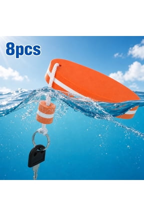 Keychain Float, 8 Pack Colorful Foam Key Buoy, 2 Each Blue Red Yellow Orange, for Swimming, Surfing, Kayak, Boating, & More