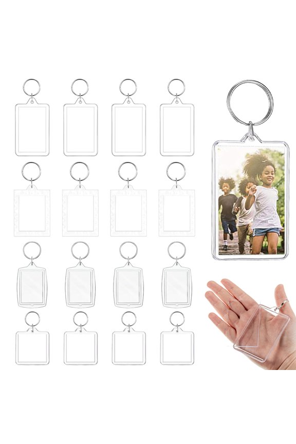 Keychain For Picture Frame 16 Pieces, Acrylic Photo Keychain, Key Ring, Picture Frame Pendant Gift, Craft, Gift For Men Women Birthday Anniversary
