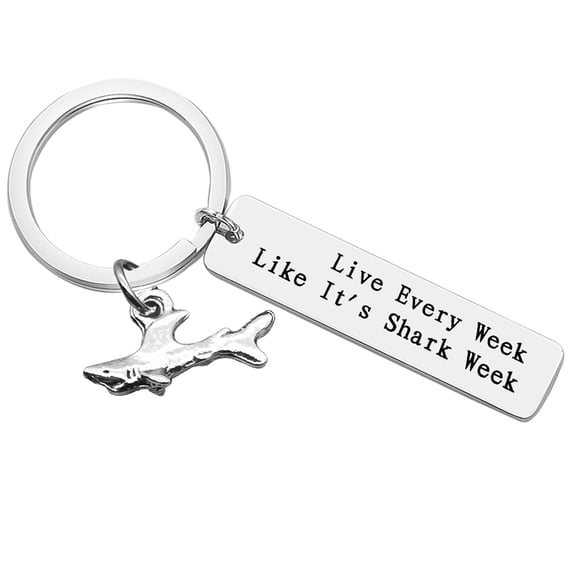 Keychain Gift for Shark Shark Lover Gift Shark Stuff Diver Gift Shark Colleague Jewelry Gift Birthday Gift for Coworker Friend Live Every Week Like It's Shark Week Keyring Christmas Gift for Men Women