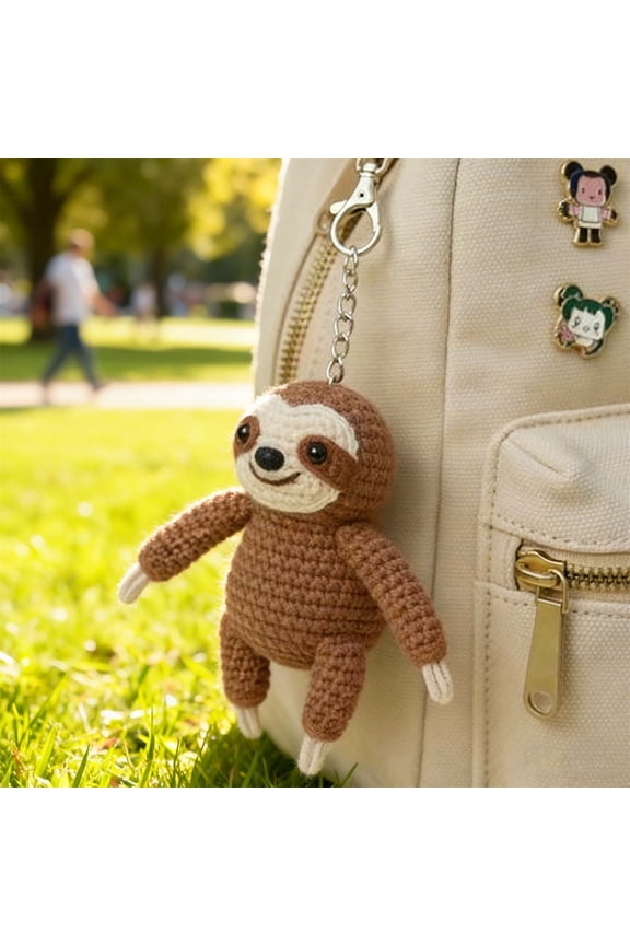 Keychain Handmade Crochet Sloth Keychain with Cow and Bull Designs for Backpack Purse Accessory(Brown,1Pcs) Rkxzt