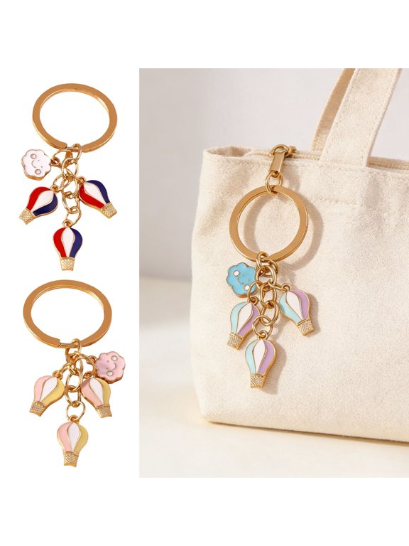 Keychain Hot Air Balloon Charm Compact Size Lightweight Zinc Alloy Key Chain Christmas Valentine Birthday Anniversary Accessories