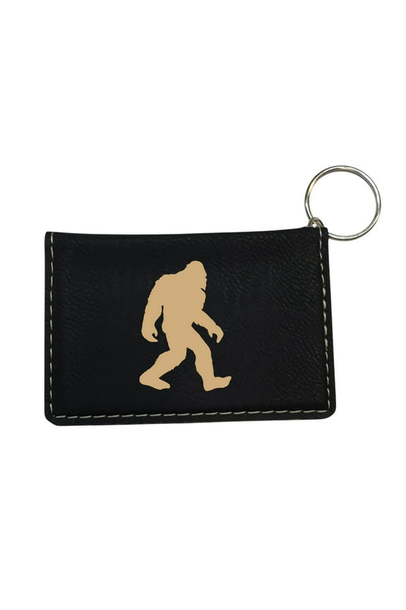 Keychain ID Holder Wallet - Bigfoot Sasquatch - Leather
