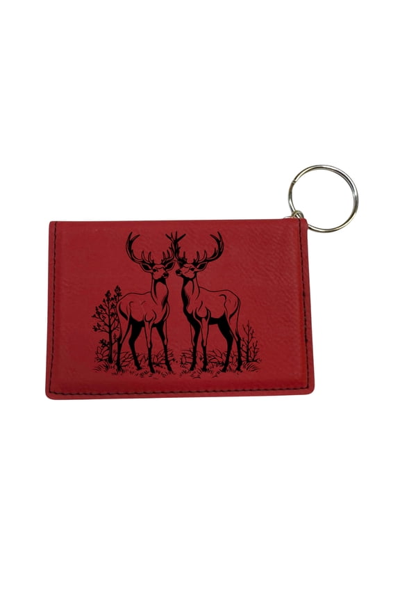 Keychain ID Holder Wallet - Deer of the Wild Leather
