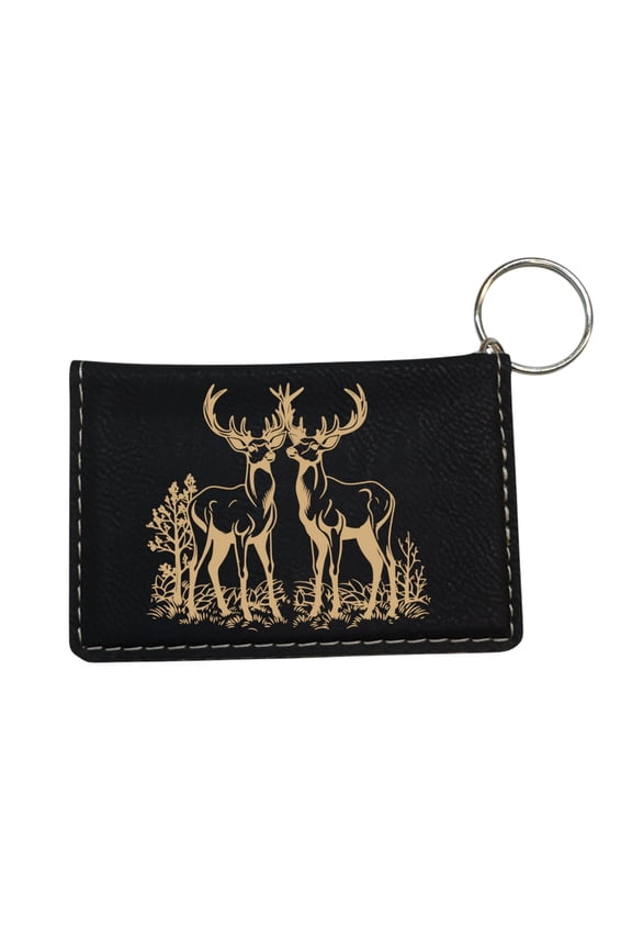 Keychain ID Holder Wallet - Deer of the Wild Leather