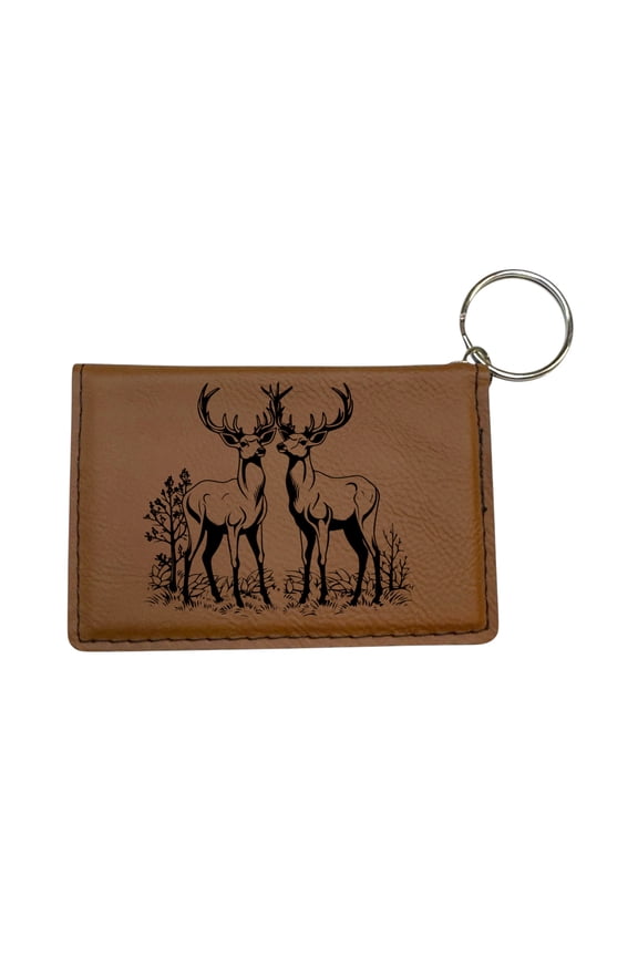 Keychain ID Holder Wallet - Deer of the Wild Leather