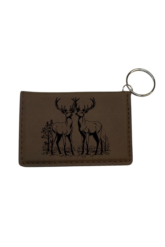 Keychain ID Holder Wallet - Deer of the Wild Leather
