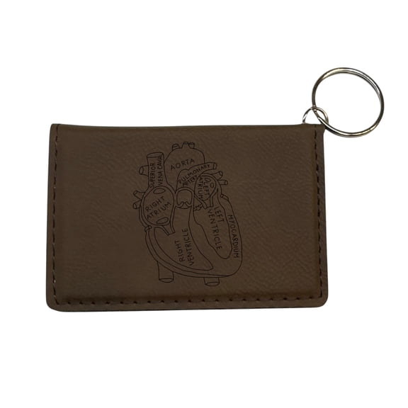 Keychain ID Holder Wallet - Heart Anatomy - Leather