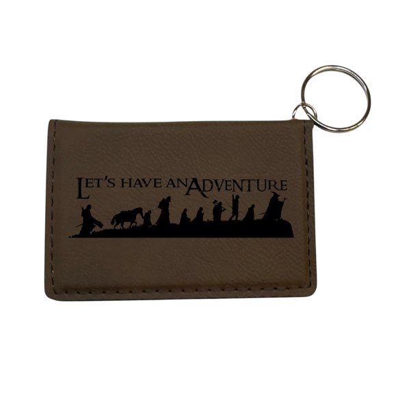 Keychain ID Holder Wallet - Lets Have an Adventure - Leather