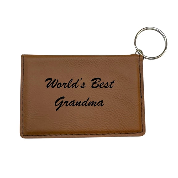 Keychain ID Holder Wallet - Worlds Best Grandma - Leather