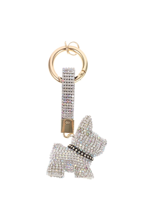 Rhinestone Dog Keychain Key Fob Holder Pendant for Backpack Purse Charm Accessory