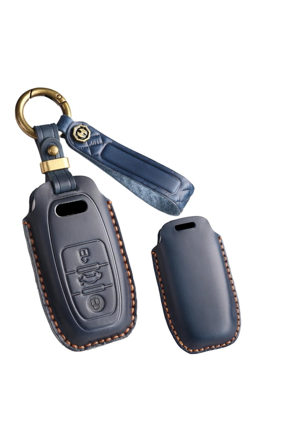 Keychain Leather Smart Key Fob Cover Fit for Audi R8 Q5 Q7 S3 S4 S5 S6 S7 S8 SQ5 RS5 RS7 A4 A5 A6 A7 A8 Keyless Handmade Key Case Personalized Festival Gifts for Women Men