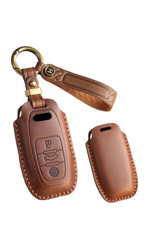 Keychain Leather Smart Key Fob Cover Fit for Audi R8 Q5 Q7 S3 S4 S5 S6 S7 S8 SQ5 RS5 RS7 A4 A5 A6 A7 A8 Keyless Handmade Key Case Personalized Festival Gifts for Women Men