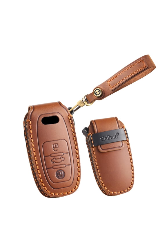 Keychain Leather Smart Key Fob Cover Fit for Audi R8 Q5 Q7 S3 S4 S5 S6 S7 S8 SQ5 RS5 RS7 A4 A5 A6 A7 A8 Keyless Handmade Key Fob Shell Personalized Gifts Keychain