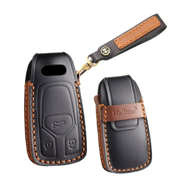 Keychain Leather Smart Key Fob Cover Fit for Audi A4 2018 Q7 Q5 TT A3 A6 SQ5 R8 S5 Keyless Handmade Key Fob Shell Case Personalized Gifts