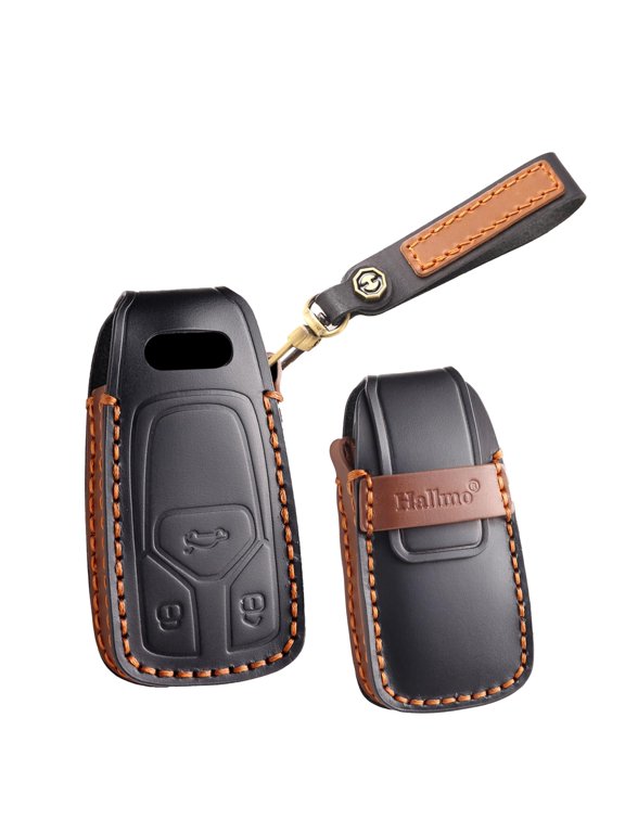Keychain Leather Smart Key Fob Cover Fit for Audi A4 2018 Q7 Q5 TT A3 A6 SQ5 R8 S5 Keyless Handmade Key Fob Shell Case Personalized Gifts