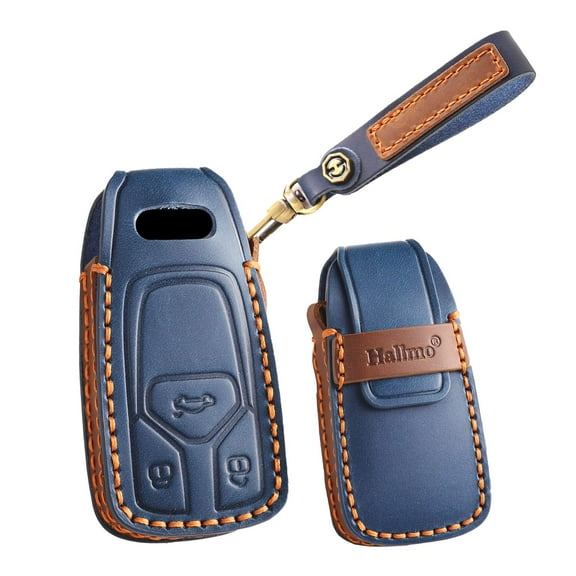 Keychain Leather Smart Key Fob Cover Fit for Audi A4 2018 Q7 Q5 TT A3 A6 SQ5 R8 S5 Keyless Handmade Key Fob Shell Case Personalized Gifts