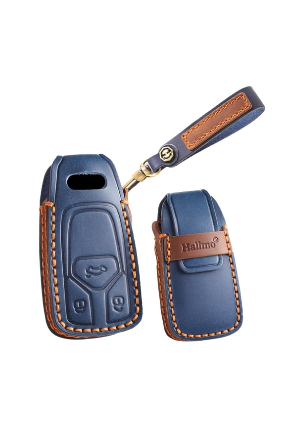 Keychain Leather Smart Key Fob Cover Fit for Audi A4 2018 Q7 Q5 TT A3 A6 SQ5 R8 S5 Keyless Handmade Key Fob Shell Case Personalized Gifts