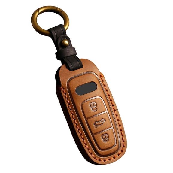 Keychain Leather Smart Key Fob Cover Fit for Audi A4 2018 Q7 Q5 TT A3 A6 SQ5 R8 S5 Keyless Handmade Key Fob Shell Case Personalized Gifts