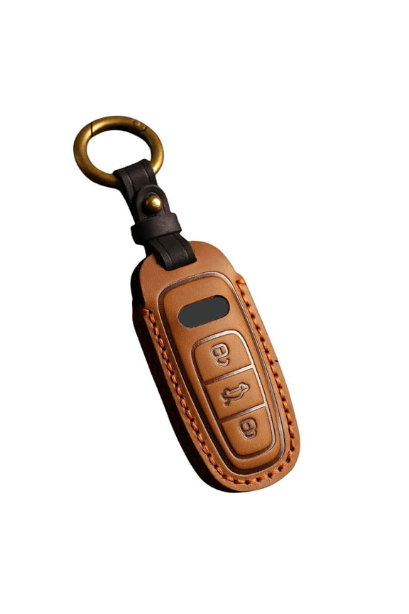 Keychain Leather Smart Key Fob Cover Fit for Audi A4 2018 Q7 Q5 TT A3 A6 SQ5 R8 S5 Keyless Handmade Key Fob Shell Case Personalized Gifts